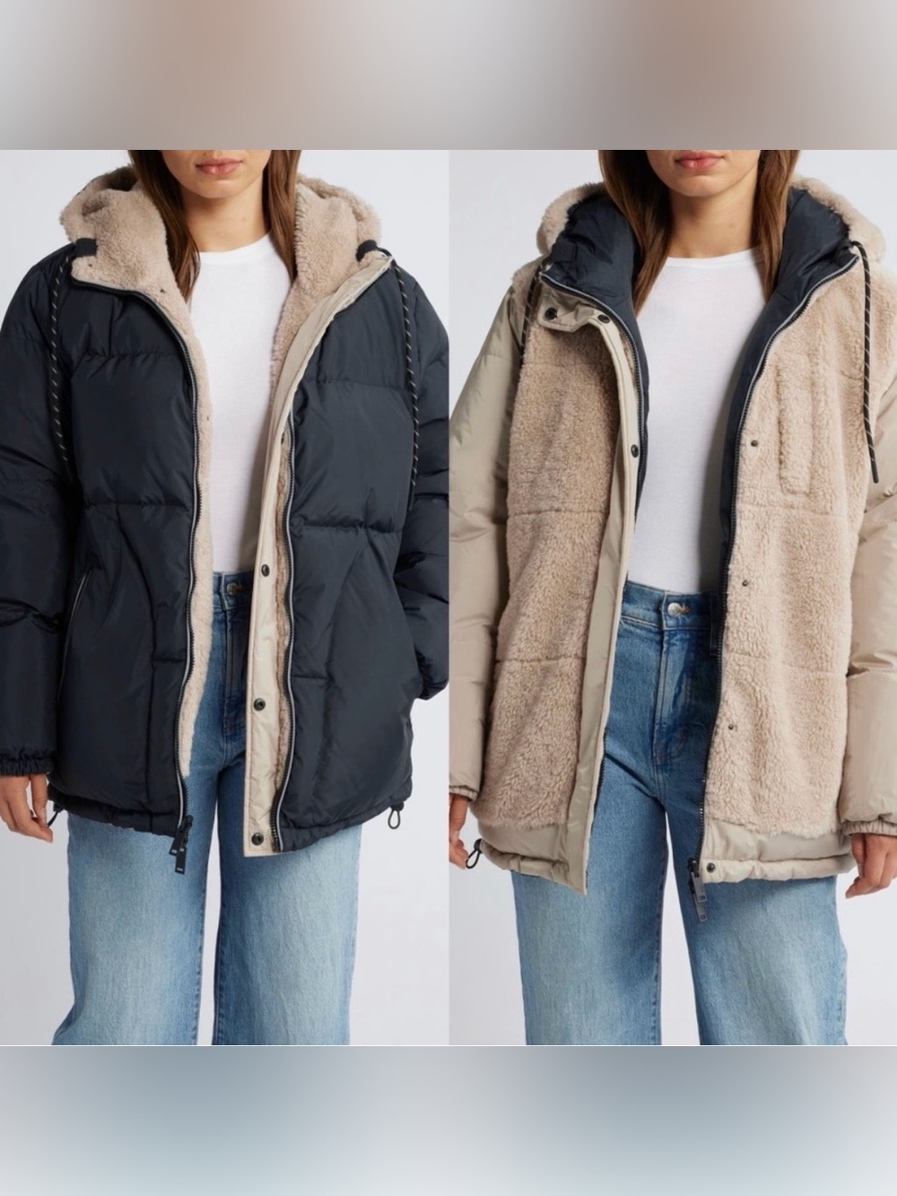 UGG Shasta Reversible Puffer Teddy 700 Fill Down Jacket Coat